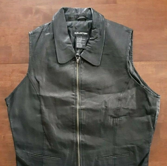 Halston Heritage Jackets & Blazers - Vintage Halston Black Leather Vest
